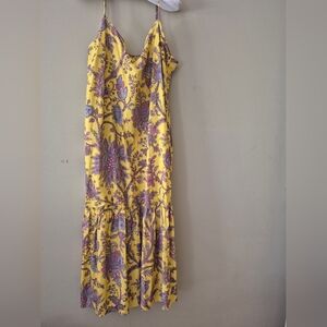 NWT J Crew Collection Floral Yellow and Purple Midi Dress Sz Med